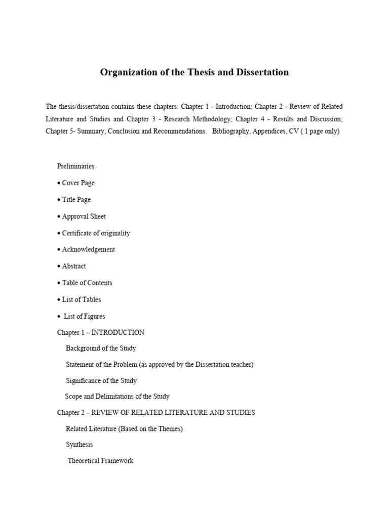 Thesis and Dissertation Structure Guide | PDF | Sampling (Statistics ...