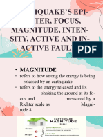 Earthquake's Epicenter, Focus, Magnitude, Intensity