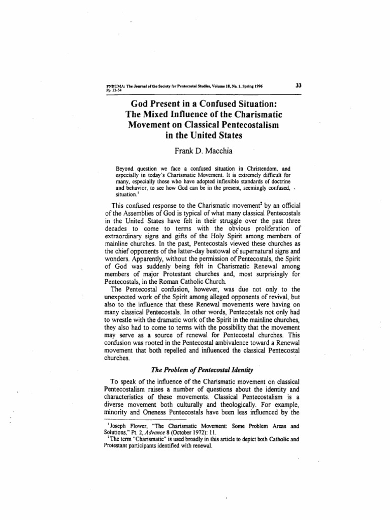 Charismatic Impact on Pentecostal Identity PDF Pentecostalism