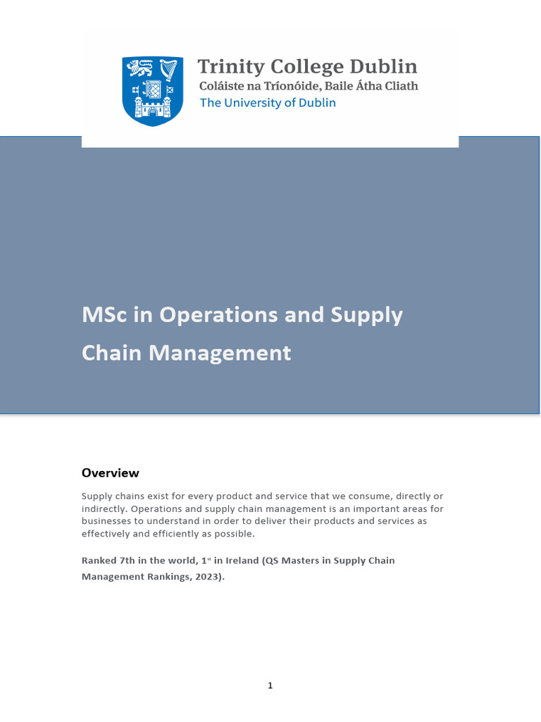 MSc Operations & Supply Chain 2023 | PDF | Supply Chain | Supply Chain ...
