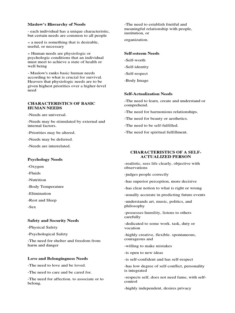 Maslows Hierarchy of Needs | PDF