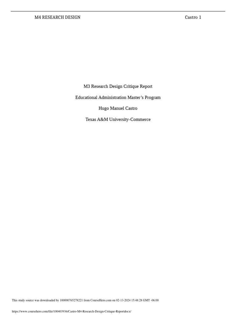 M4 Research Design Critique Overview | PDF | Teachers | Qualitative ...