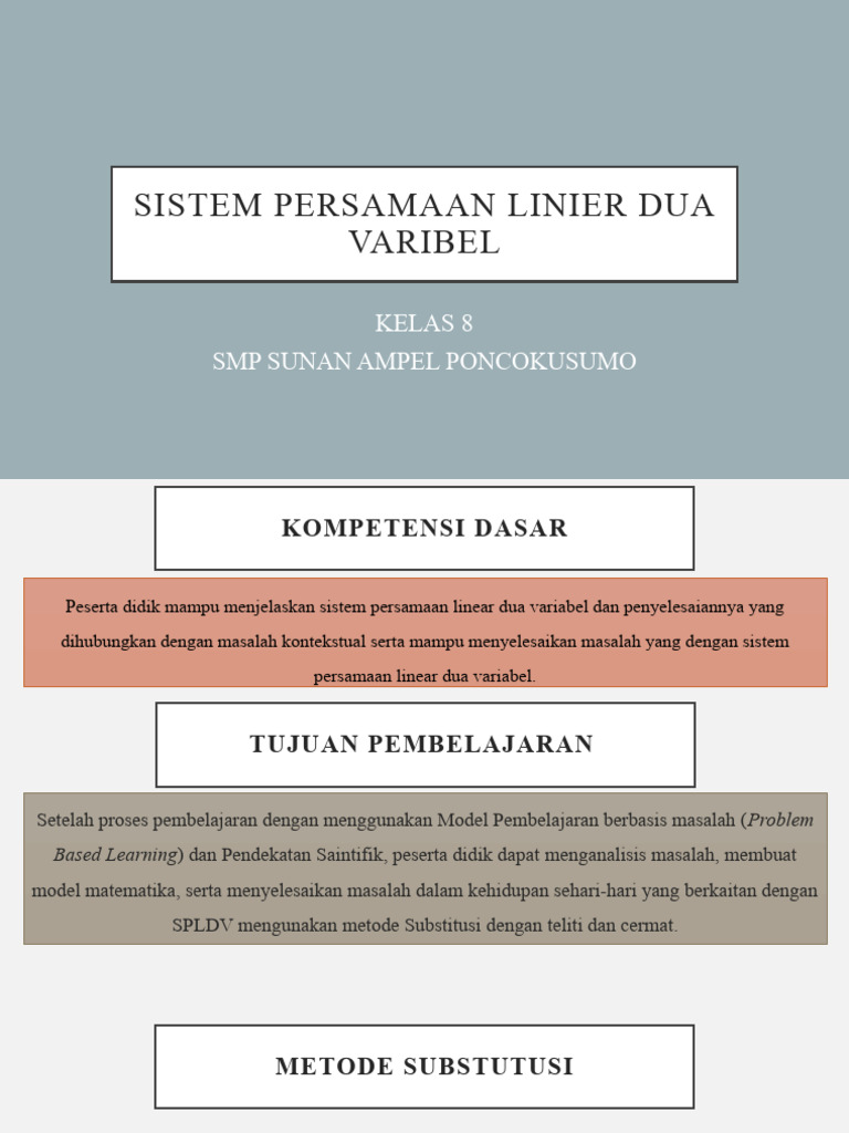 Sistem Persamaan Linier Dua Varibel | PDF