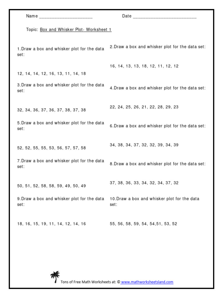 Box and Whisker Plot Worksheets | PDF | Robust Statistics | Descriptive ...