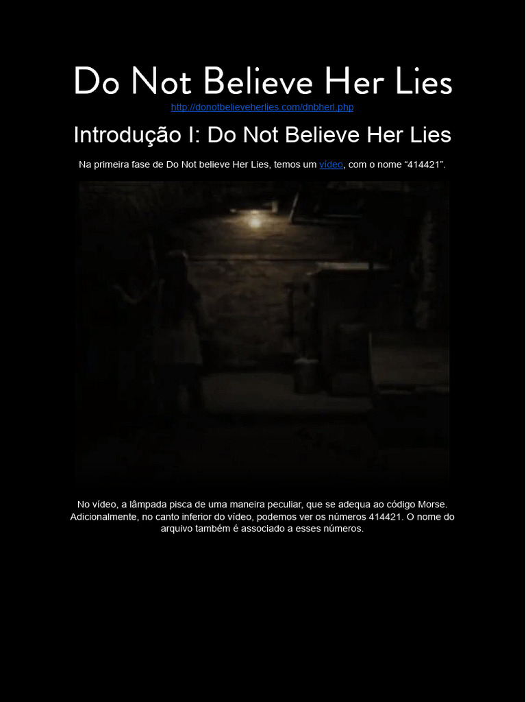 Do Not Believe Her Lies, Guia | PDF