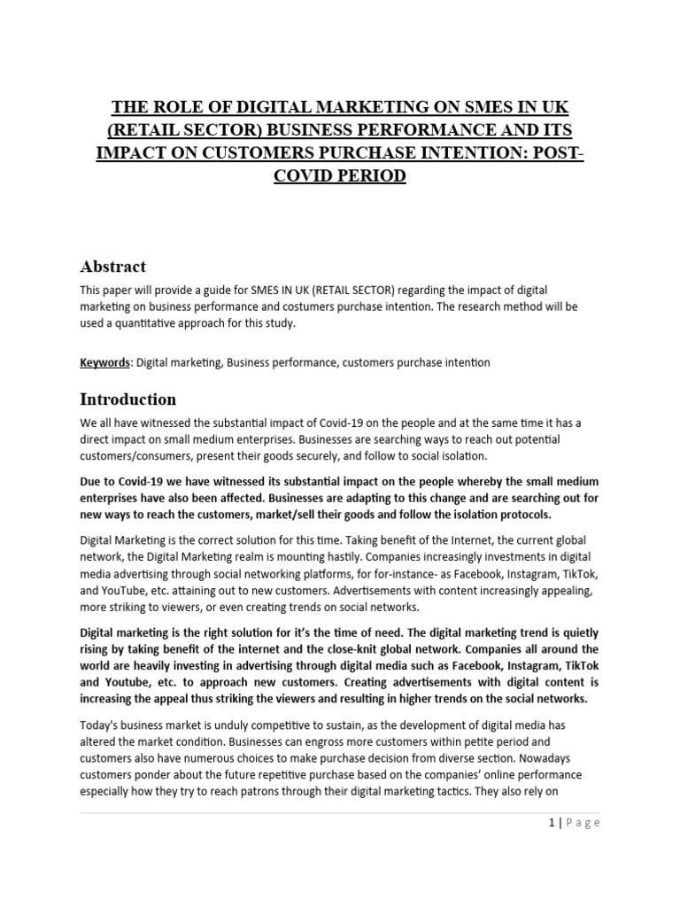 Impact of Digital Marketing on UK SMEs | PDF | Digital Marketing ...