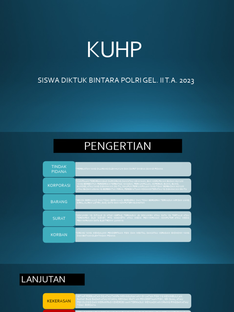 Panduan KUHP 2023 untuk Siswa Polri | PDF