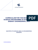 Curriculum For The Master of Science Programme in Sustainable Energy Engineering 2023