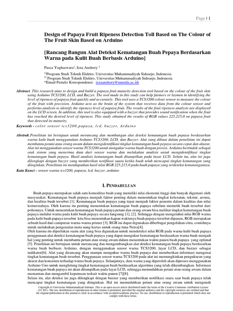 Design of Papaya Fruit Ripeness Detection Toll Bas PDF