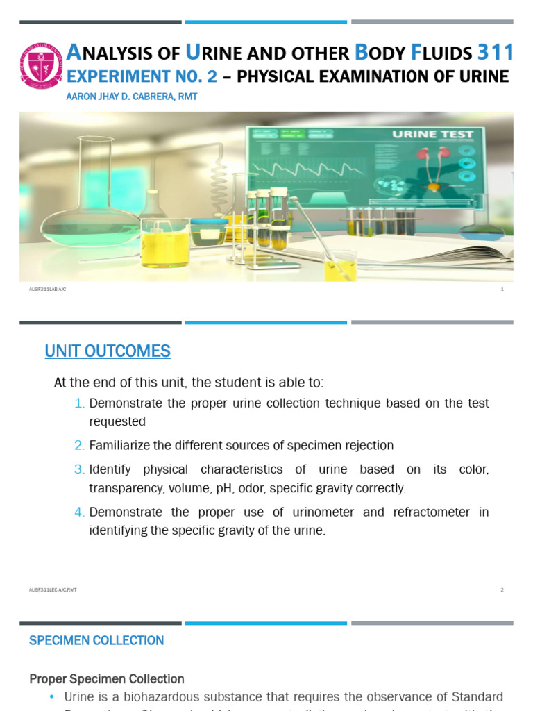 Urine Analysis Techniques and Procedures | PDF