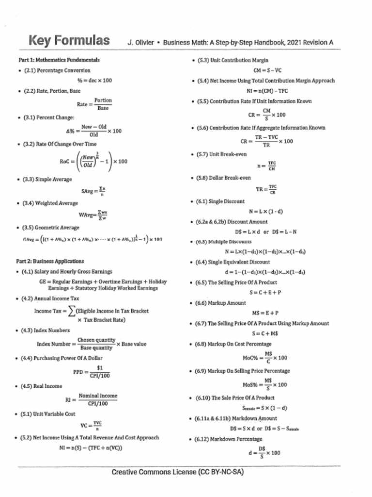 Formula Sheet | PDF
