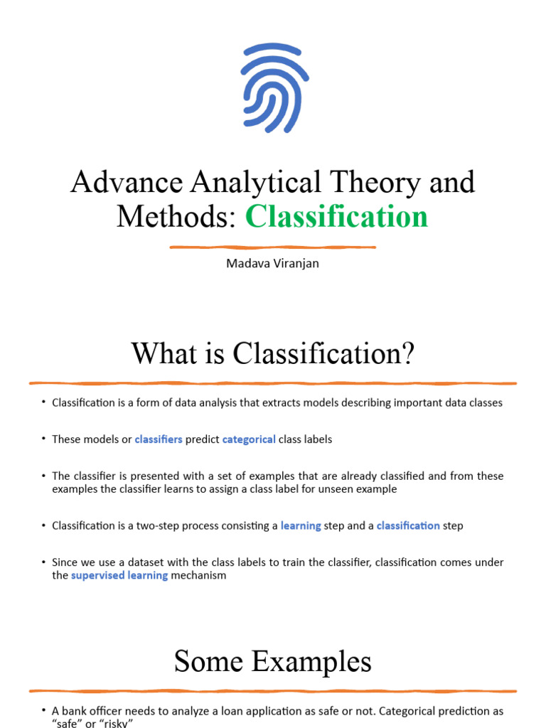 L05 - Advance Analytical Theory and Methods - Classification | PDF ...
