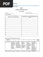 Chapter 3 Performance Task Status Report and Rubric