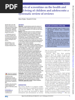 Effects of Screentime On The Health and Well-Being of Children and Adolescents - A Systematic Review of Reviews