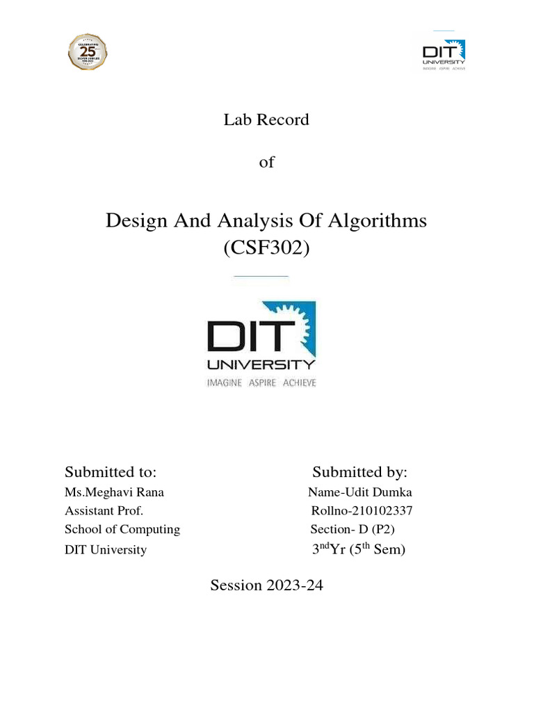 Lab Record: Algorithm Implementations | PDF | Computing | Applied ...