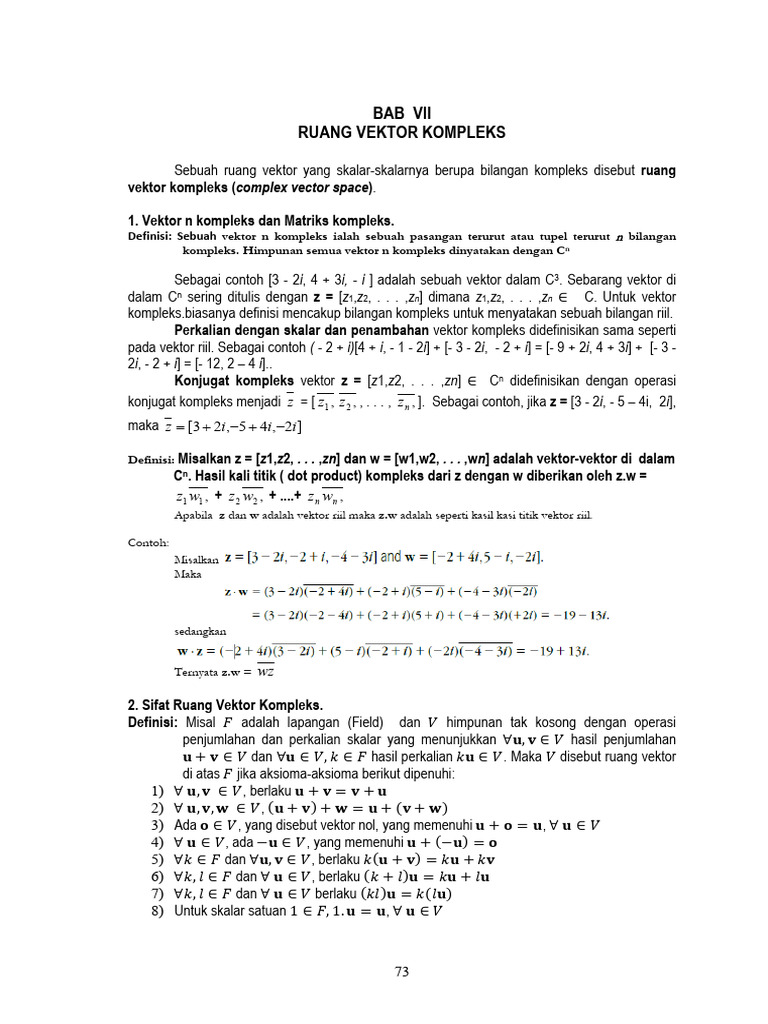 Ruang Vektor dan Matriks Kompleks | PDF | Metode & Bahan Ajar | Sains ...