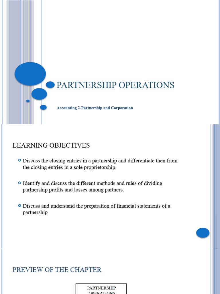 Partnership Operations and Profit Distribution | PDF | Debits And ...