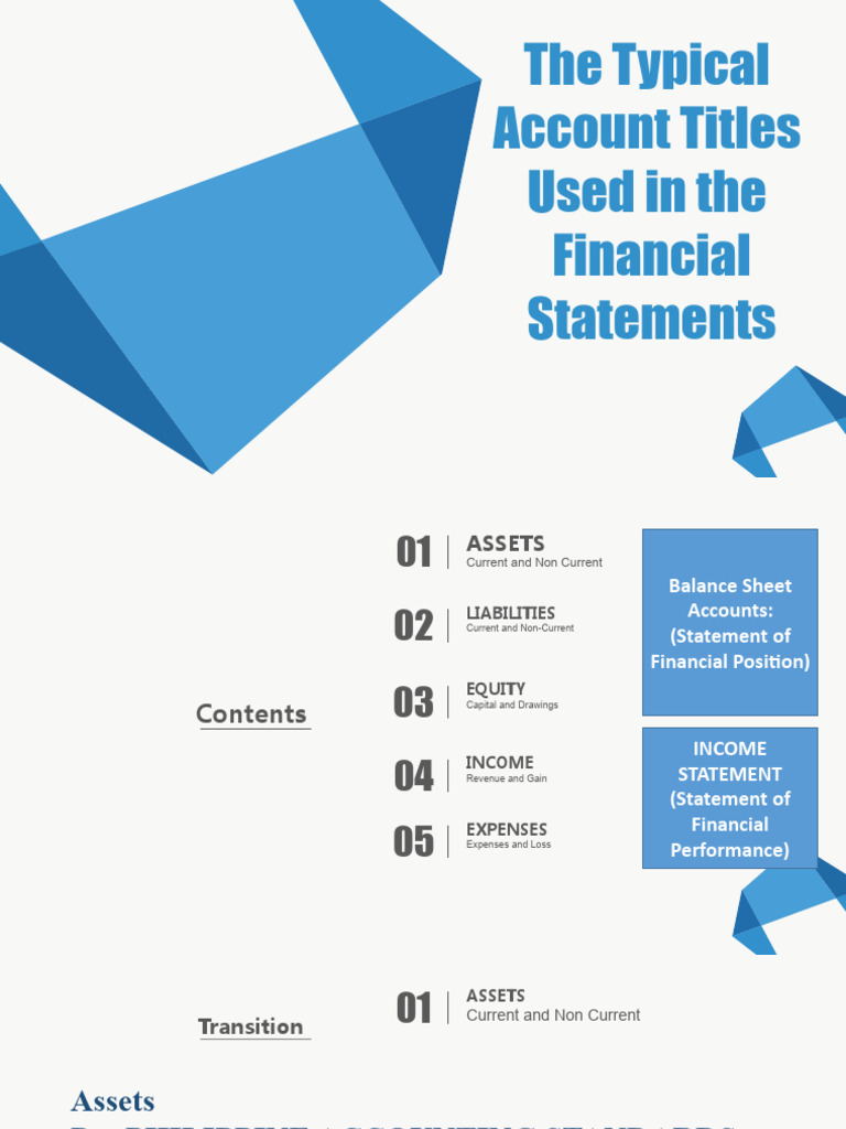 Lesson 4 Major Types of Account Titles in FS | PDF | Cost Of Living