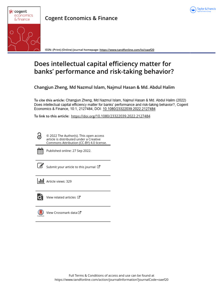 Impact of Intellectual Capital on Bank Performance | PDF