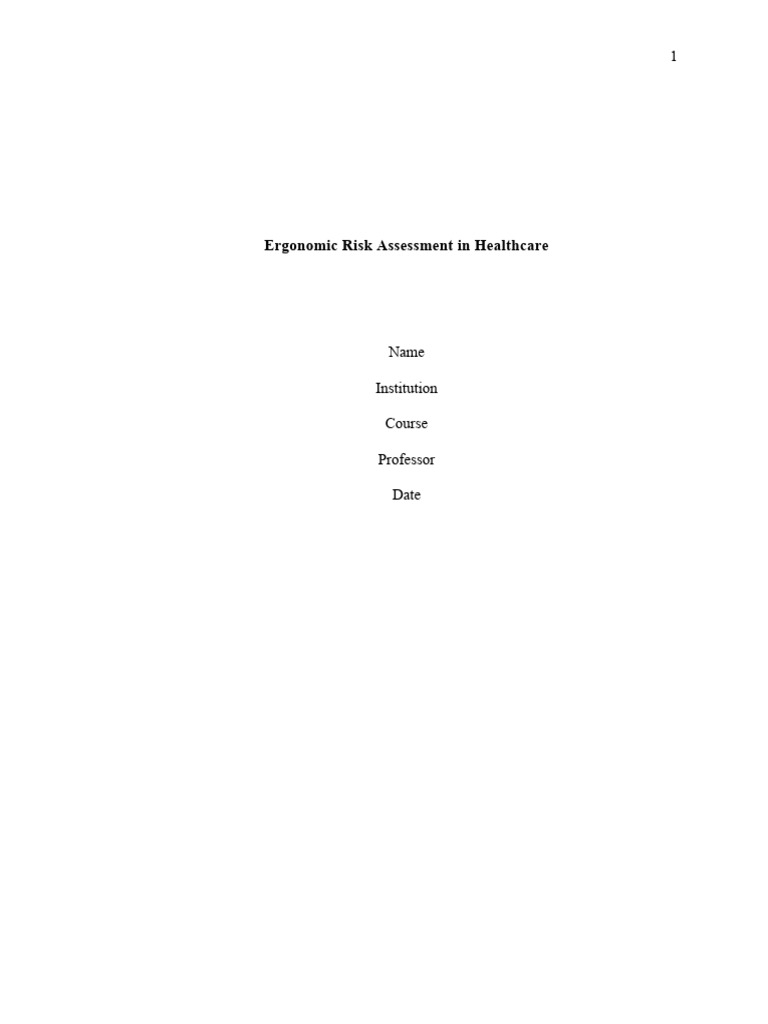 Ergonomic Risk Assessment in Healthcare | PDF | Human Factors And ...