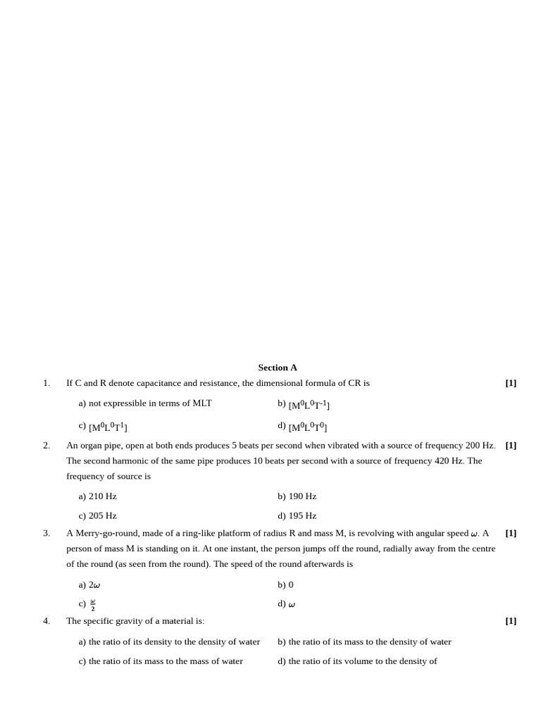 Model test paper physics cbse class xi 2024 i download free pdf