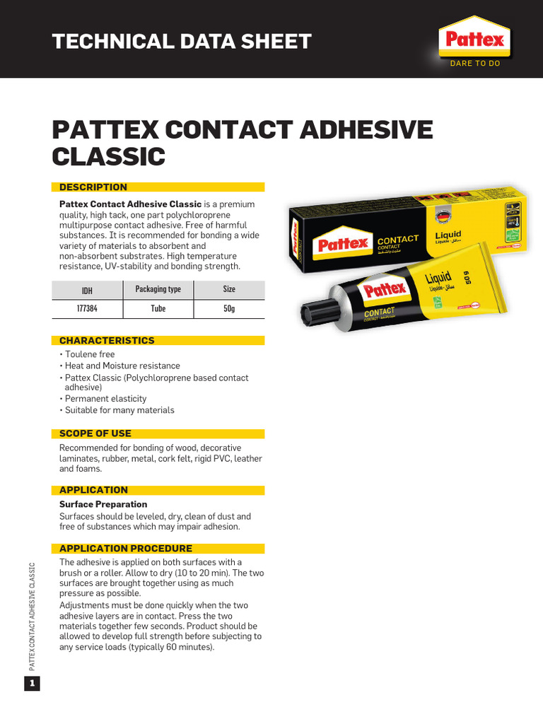 044.1063760 PATTEX 50G HENKEL TDSPattexContactAdhesiveClassic