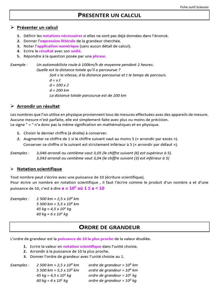 Calculs et Notations en Sciences | PDF | Mathématiques | Objets ...