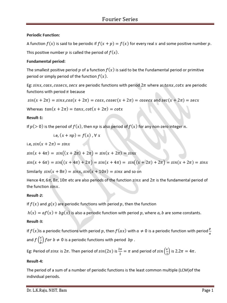 Fourier Series Pdf
