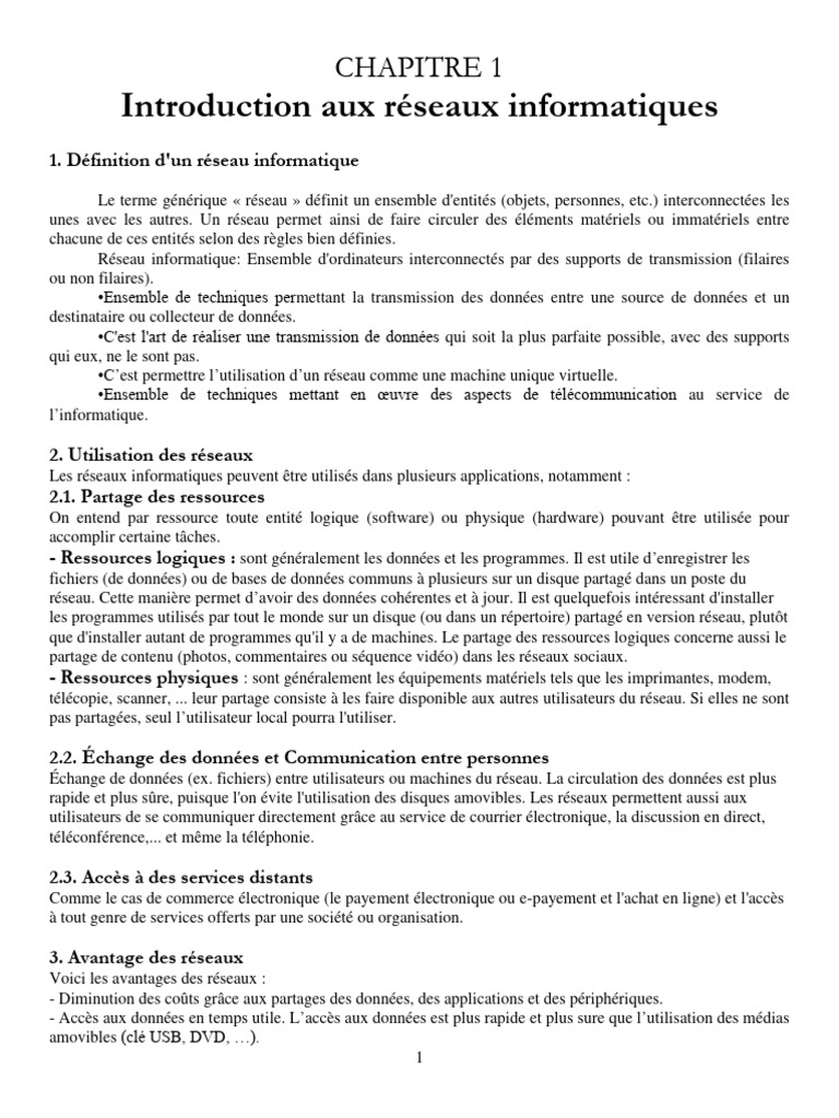 Introduction aux réseaux informatiques | PDF | Serveur (Informatique ...