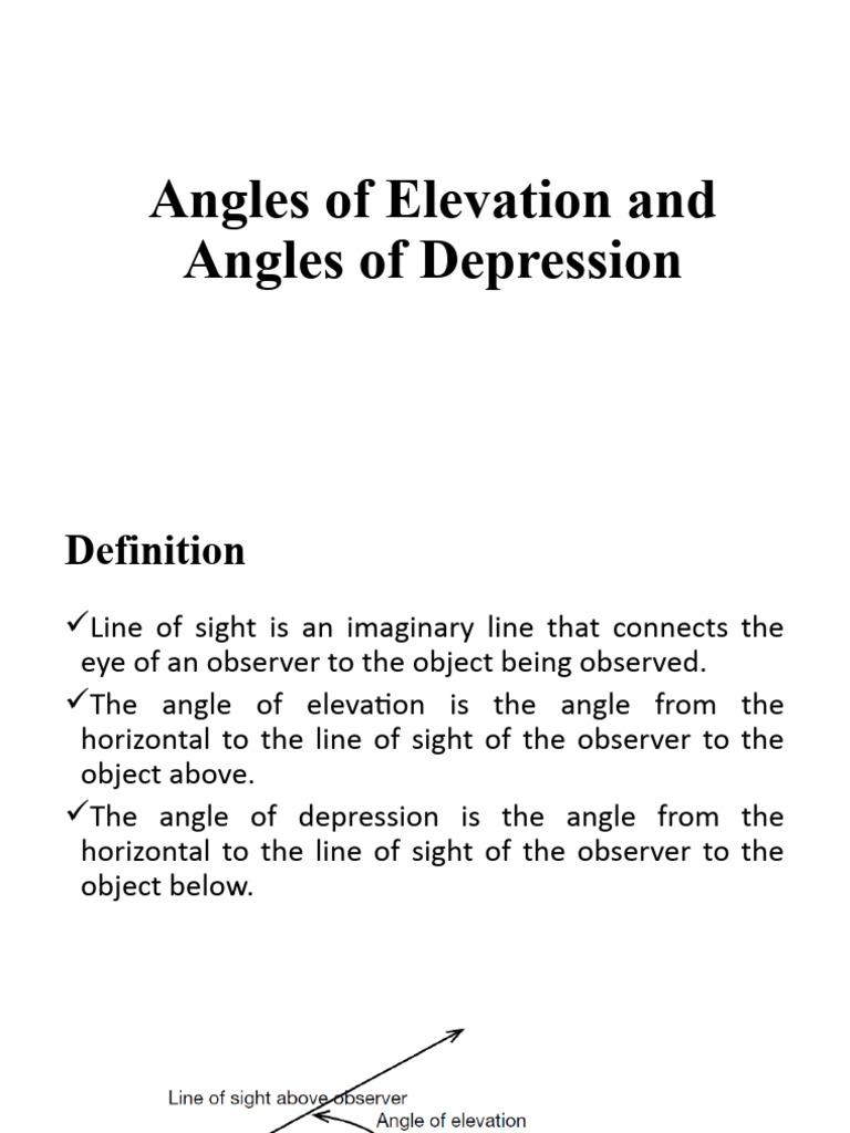 Angles of Elevation and Angles of Depression | PDF
