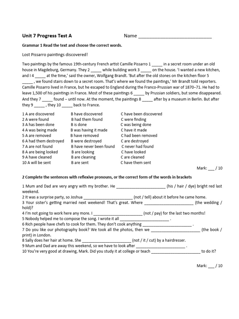 Unit 7 Progress Test A Answers | PDF | Language Arts & Discipline ...