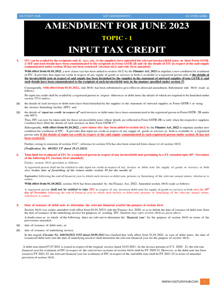 GST Amendment For June 2023 Topic 1 | PDF