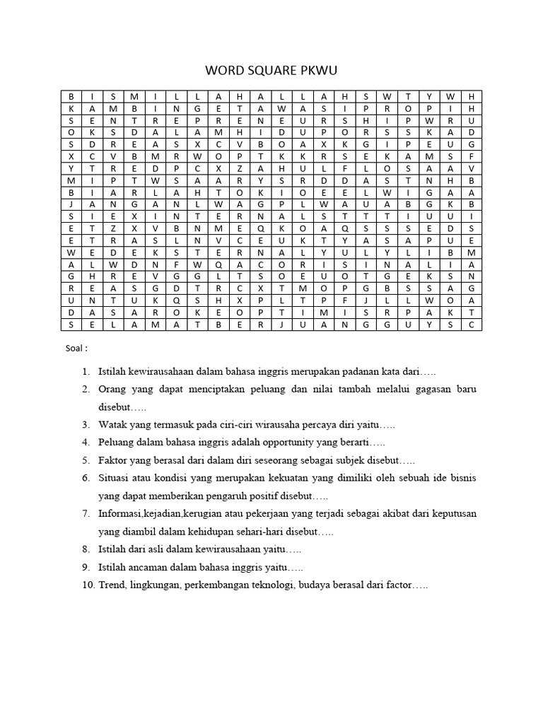 Word Square Kwu | PDF