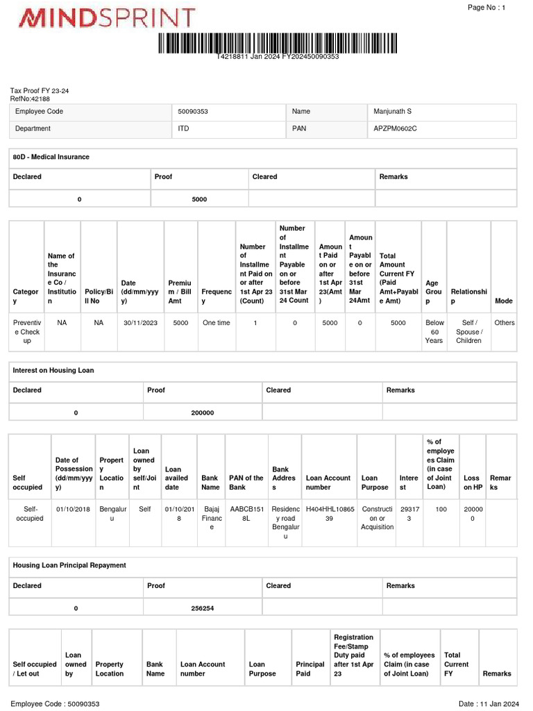 Form12BB FY2324 | PDF | Loans | Money