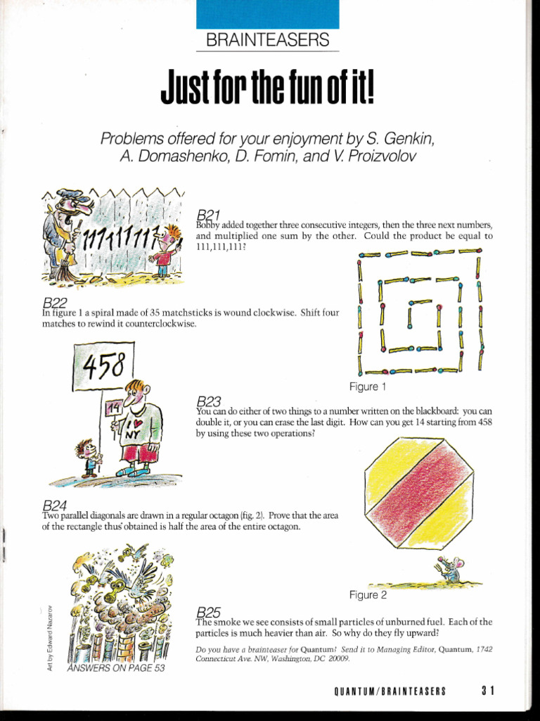 Brainteasers Quantum 01 1991 | PDF | Geometric Shapes | Euclidean Plane ...