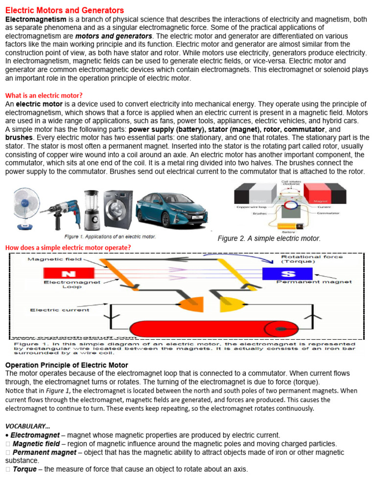 Electric Motors and Generators PDF Electric Motor Electric Generator