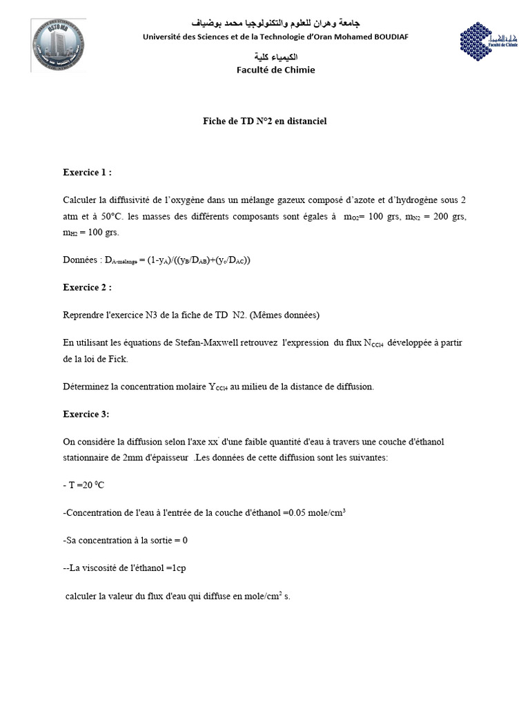 Fiche de TD N2 en Distanciel | PDF