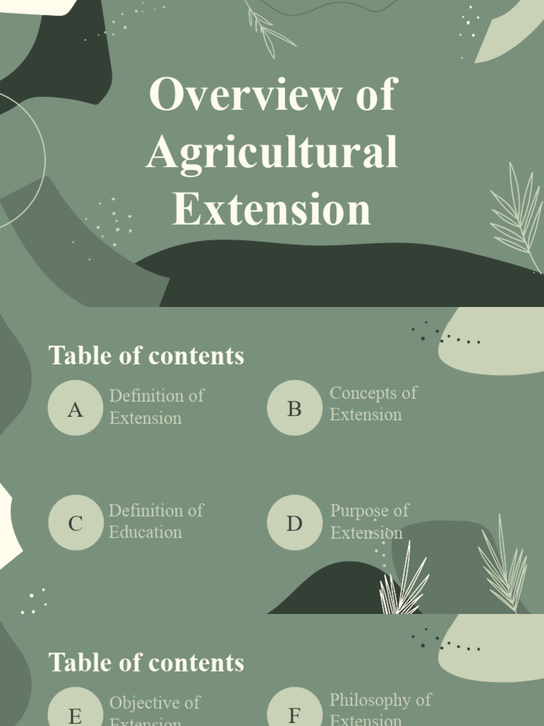Overview of Agricultural Extension Concepts | PDF | Sustainability ...