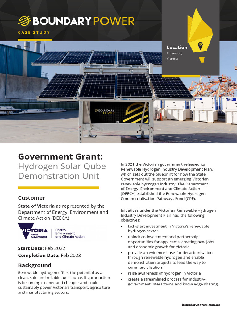 Victoria's Renewable Hydrogen Grant Project | PDF | Solar Power ...