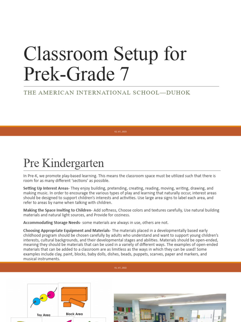 Classroom Setup for PreK-Grade 7 | PDF | Classroom | Preschool