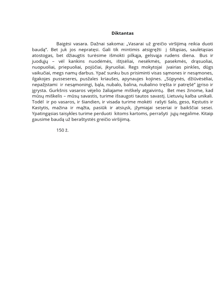 Diktantas | PDF