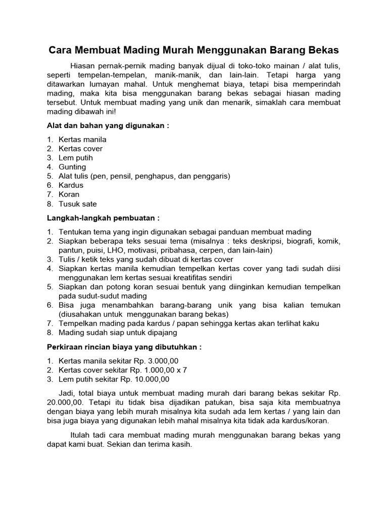 Mading Kreatif dari Barang Bekas | PDF