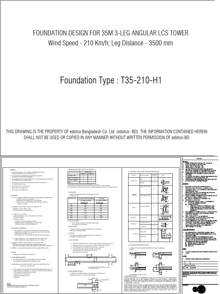 Foundation Design for 35m LCS Tower | PDF | Concrete | Architectural Design