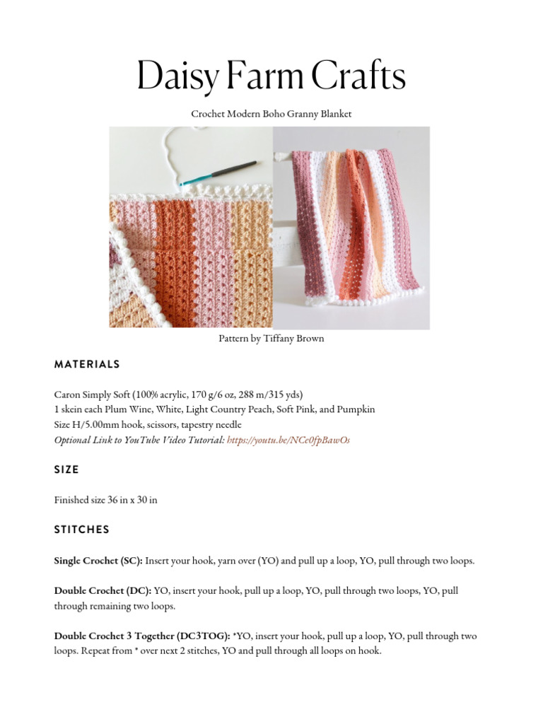 Modern Boho Granny Blanket PDF PDF Crochet Needlework