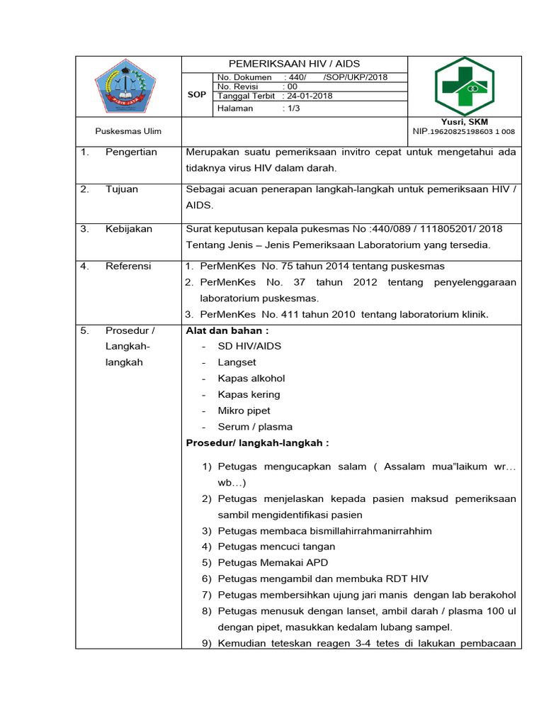 SOP HIV DAN AIDS | PDF