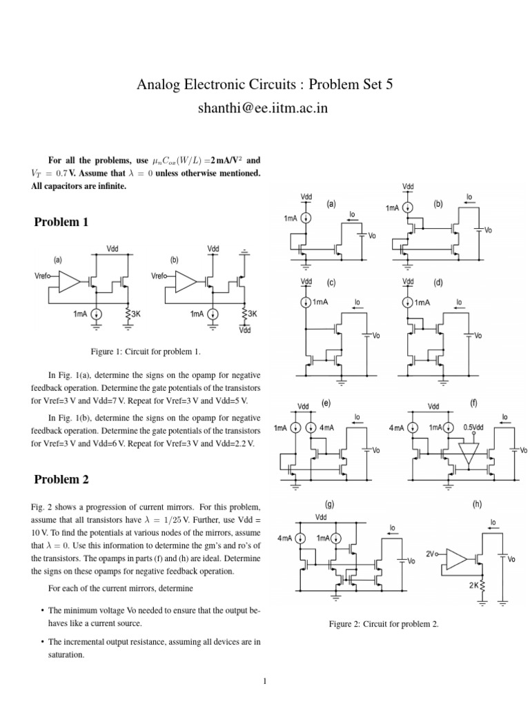 Analog Circuits Problem Set 5 Solutions | PDF