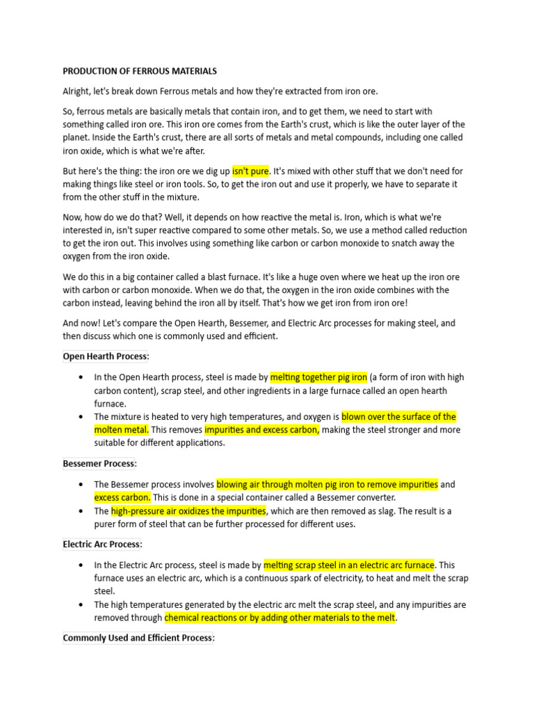 Ferrous Materials Production Overview | PDF | Stainless Steel | Iron
