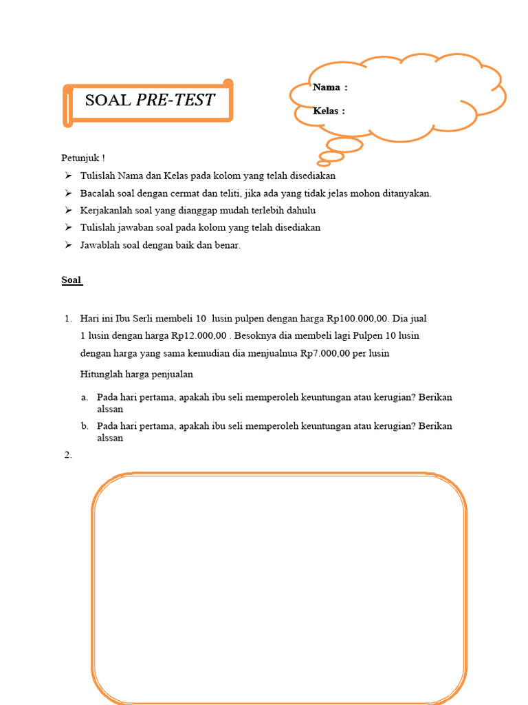Soal Pretest Dan Post Test | PDF