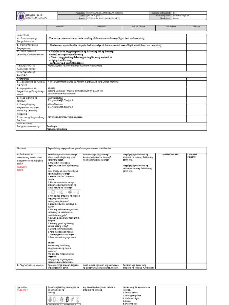 DLL Science-3 Q3 W3 | PDF
