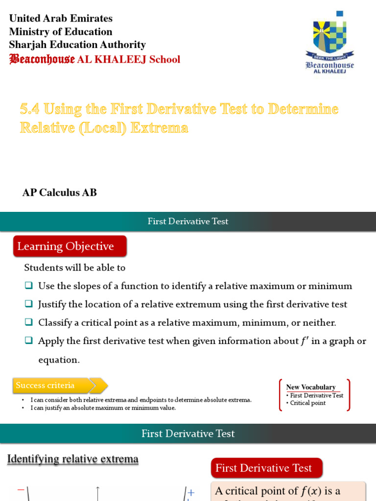 5.4 Using The First Derivative Test To Determine Relative (Local ...